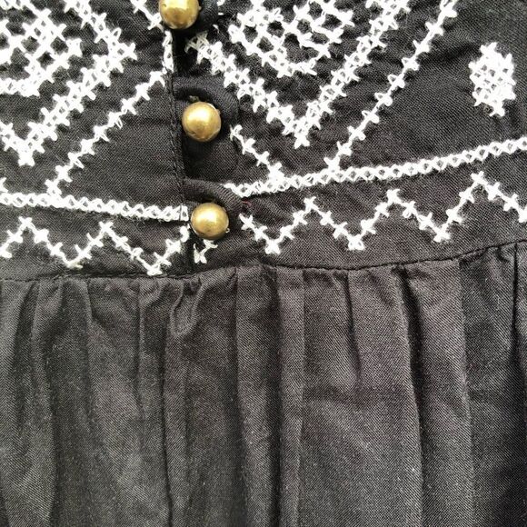 Charlie Paige boho embroidered tunic black top S/M - Picture 10 of 13